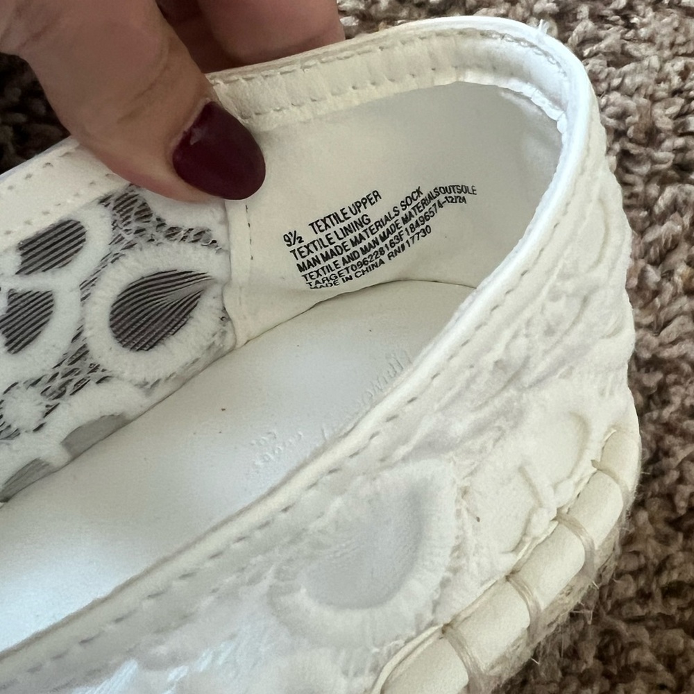NWT Women's White Lace Espadrille Mary Jane Flats 9.5 - Picture 5 of 11